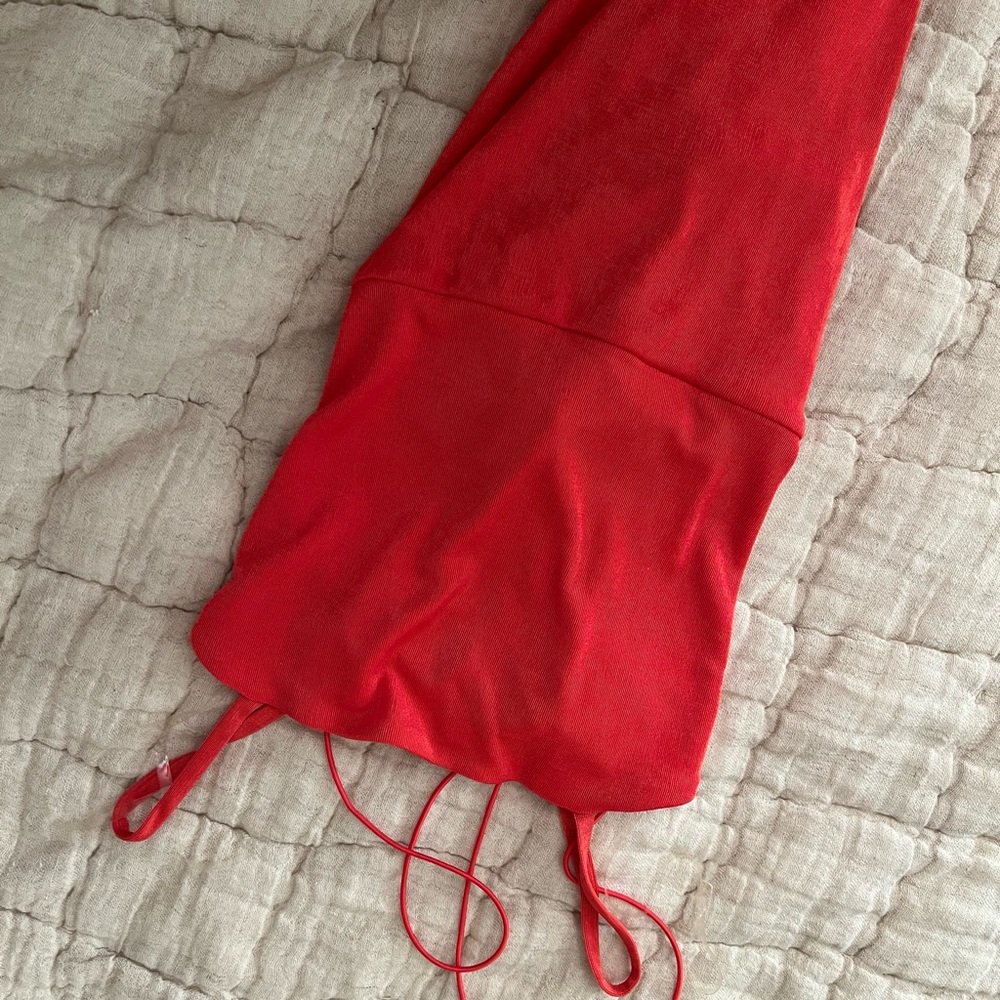 Red/Coral Slim Fitting Maxi Dress